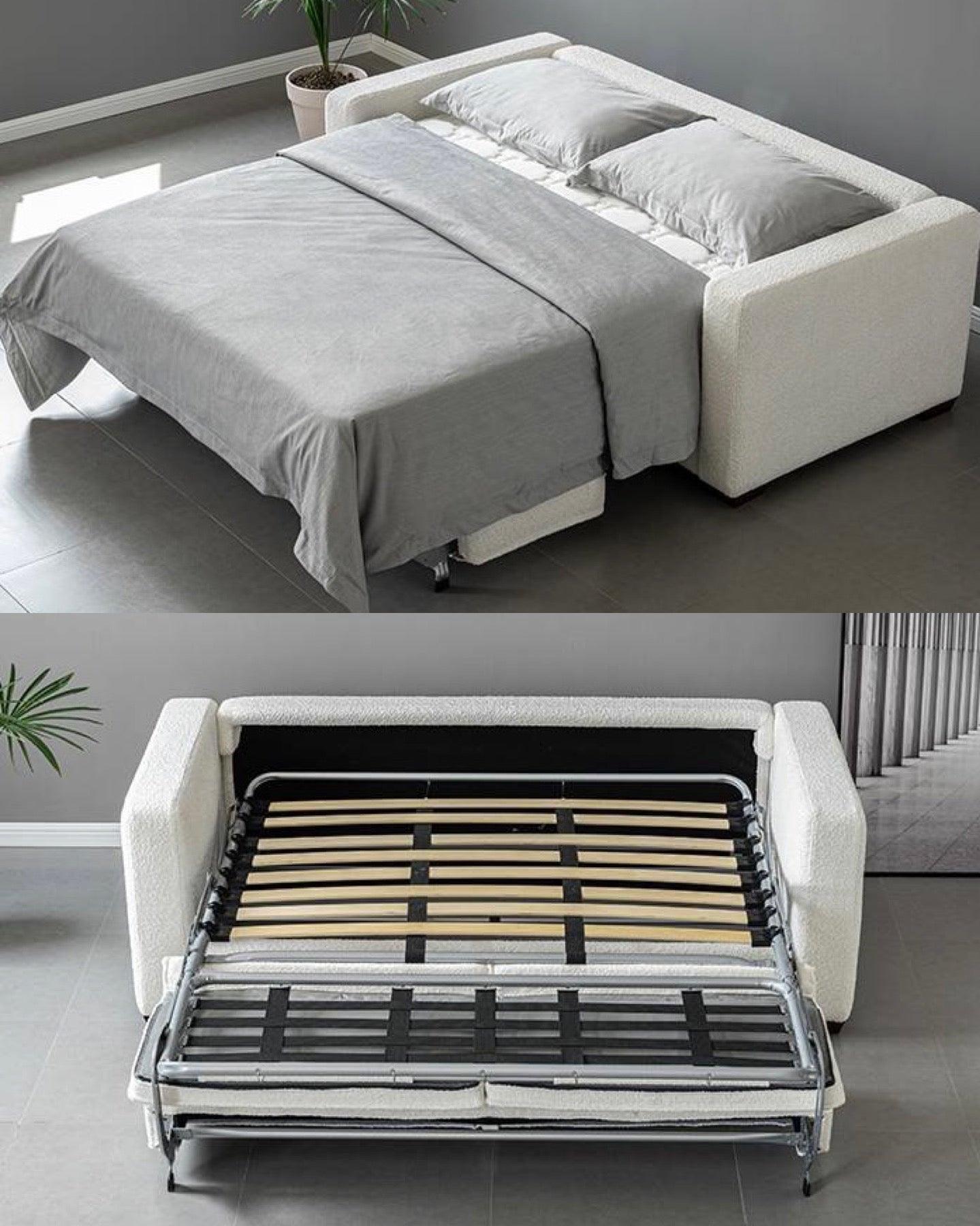 Home Atelier Allison Performance Boucle Foldable Sofa Bed with Mattress