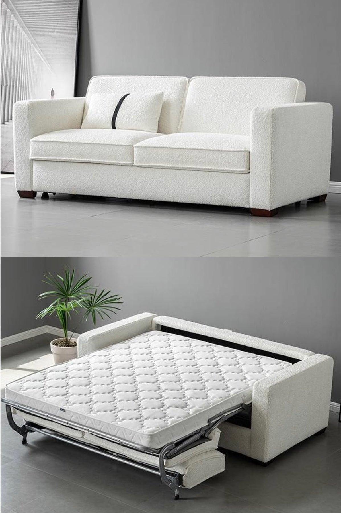 Home Atelier Allison Performance Boucle Foldable Sofa Bed with Mattress