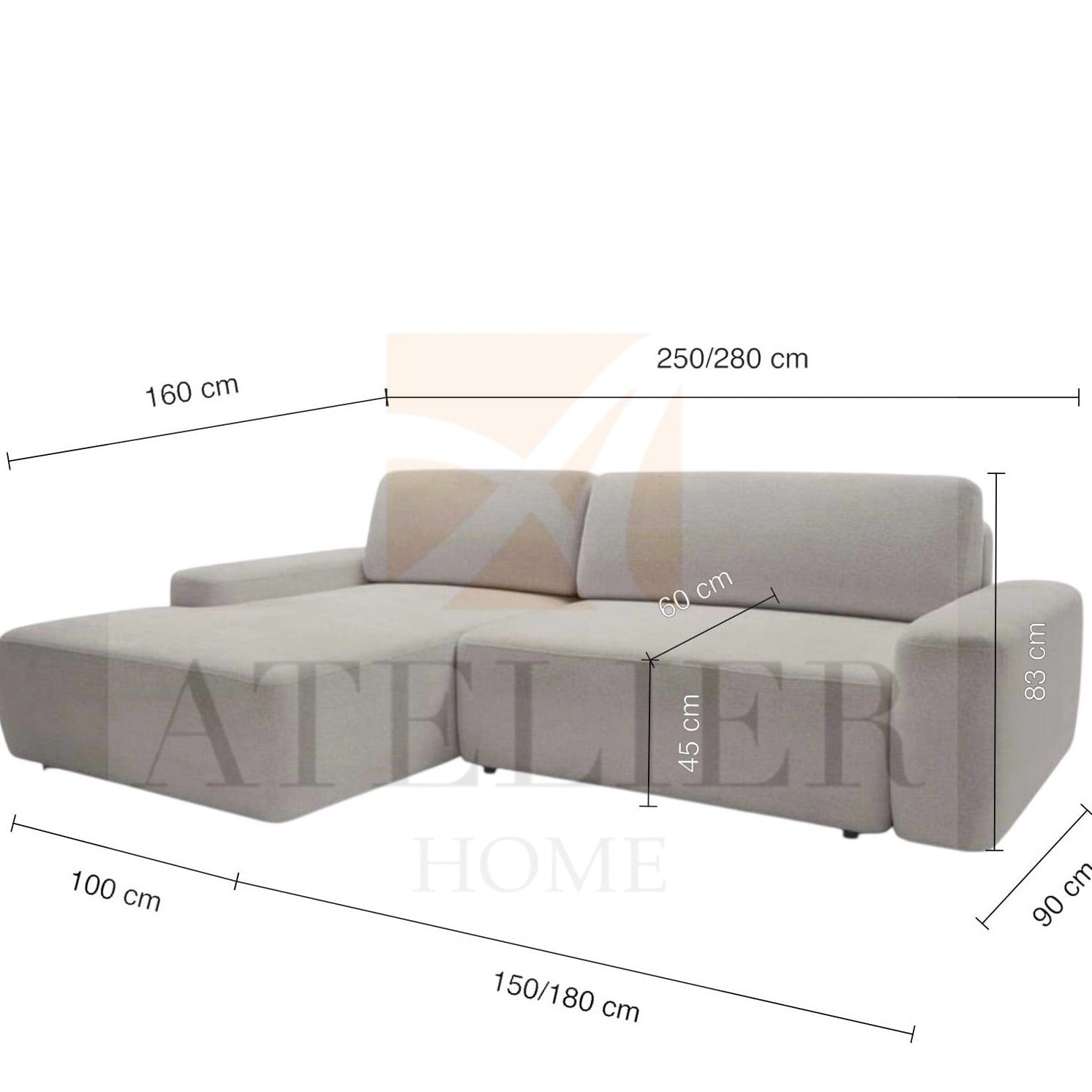 Home Atelier Aloysius Scratch Resistant Sectional Sofa