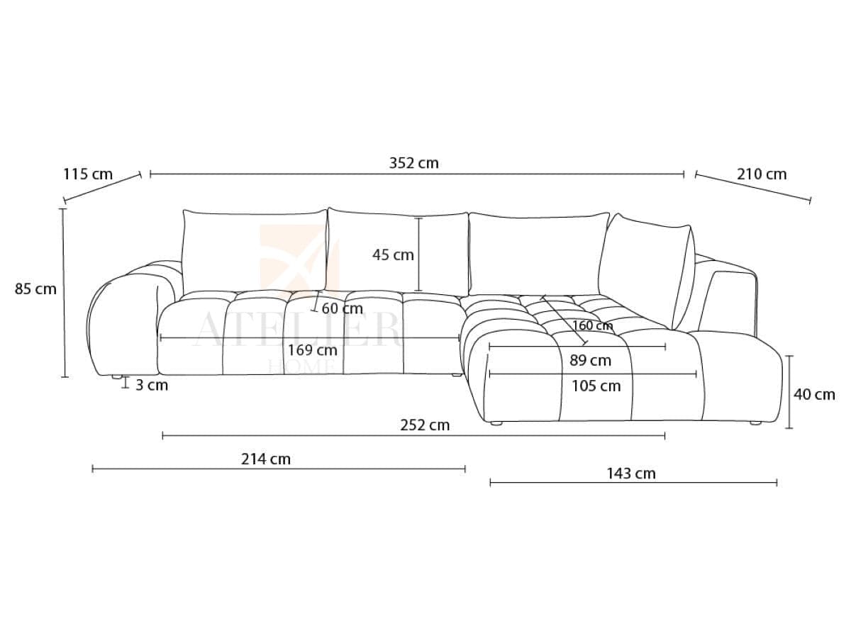Home Atelier Alpine Sectional Sofa with Tufted Cushioning