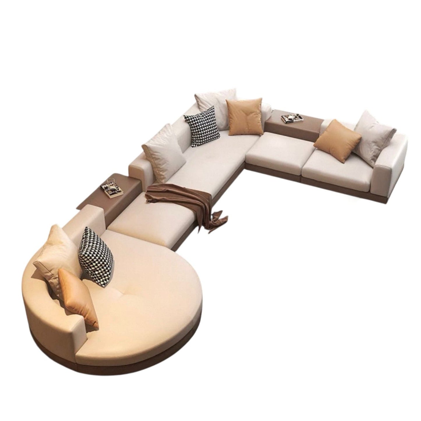 Home Atelier Alyssa Designer Sectional Round Chaise Sofa