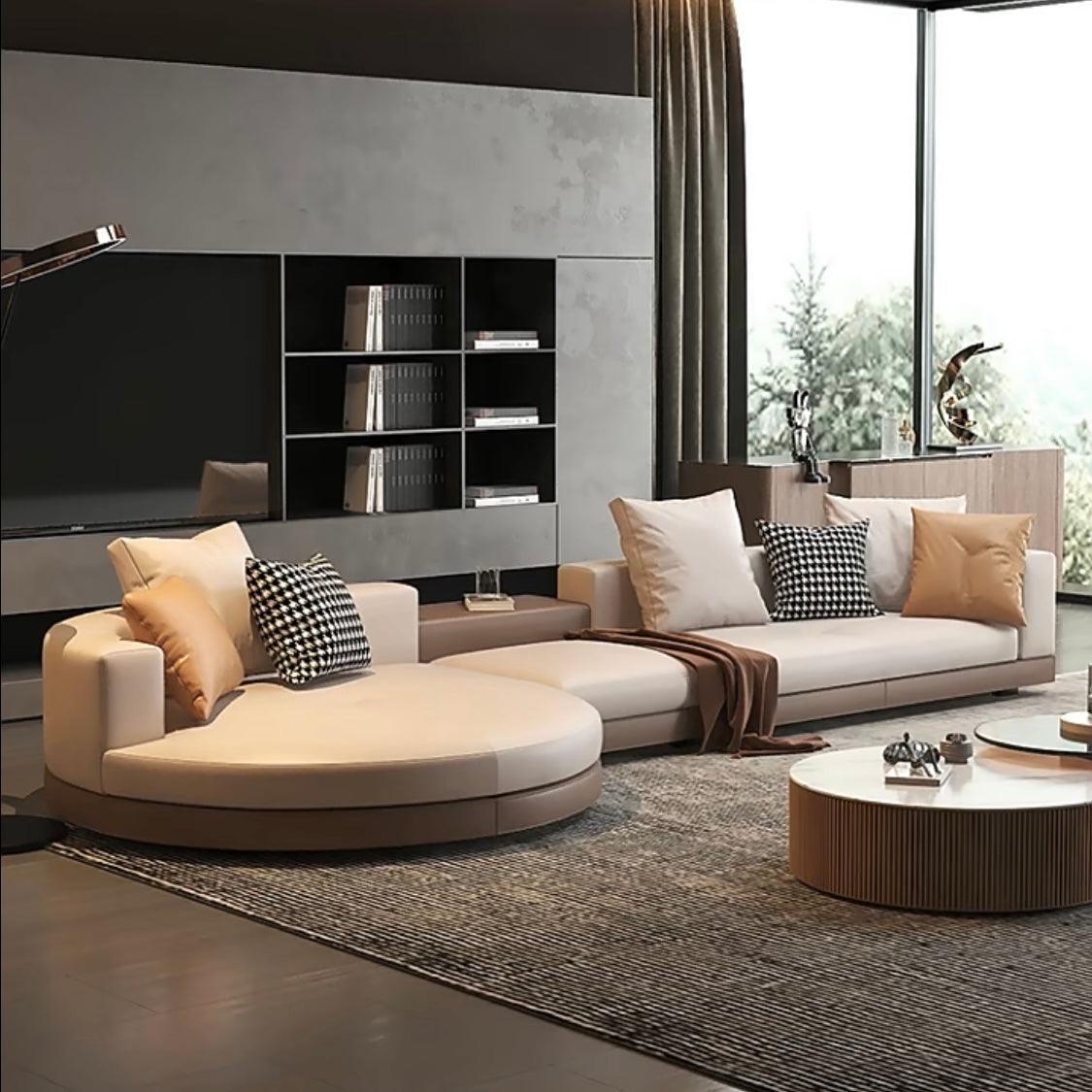 Home Atelier Alyssa Designer Sectional Round Chaise Sofa