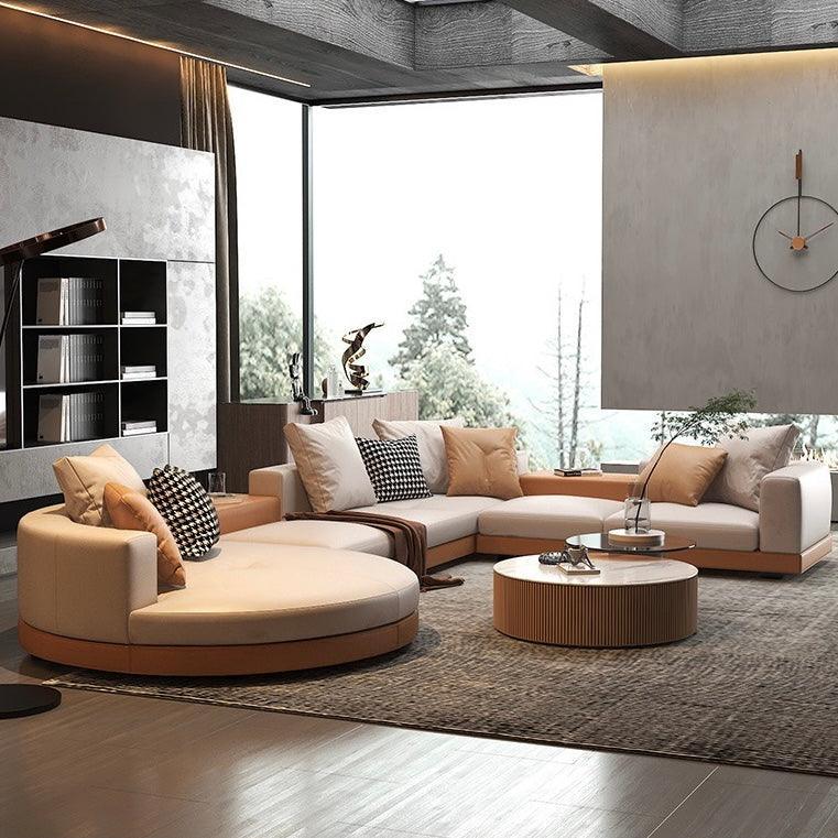 Home Atelier Alyssa Designer Sectional Round Chaise Sofa