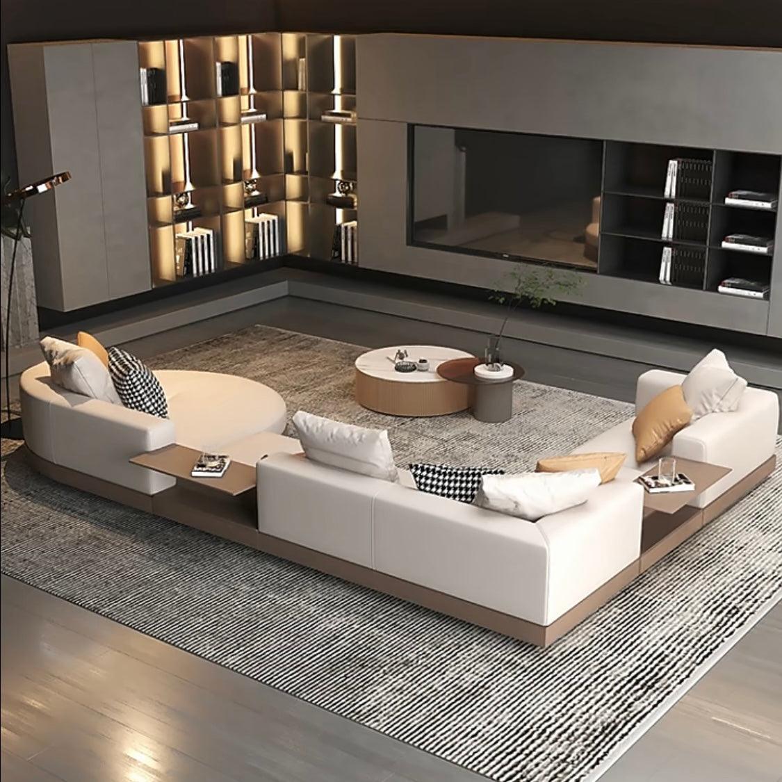 Home Atelier Alyssa Designer Sectional Round Chaise Sofa