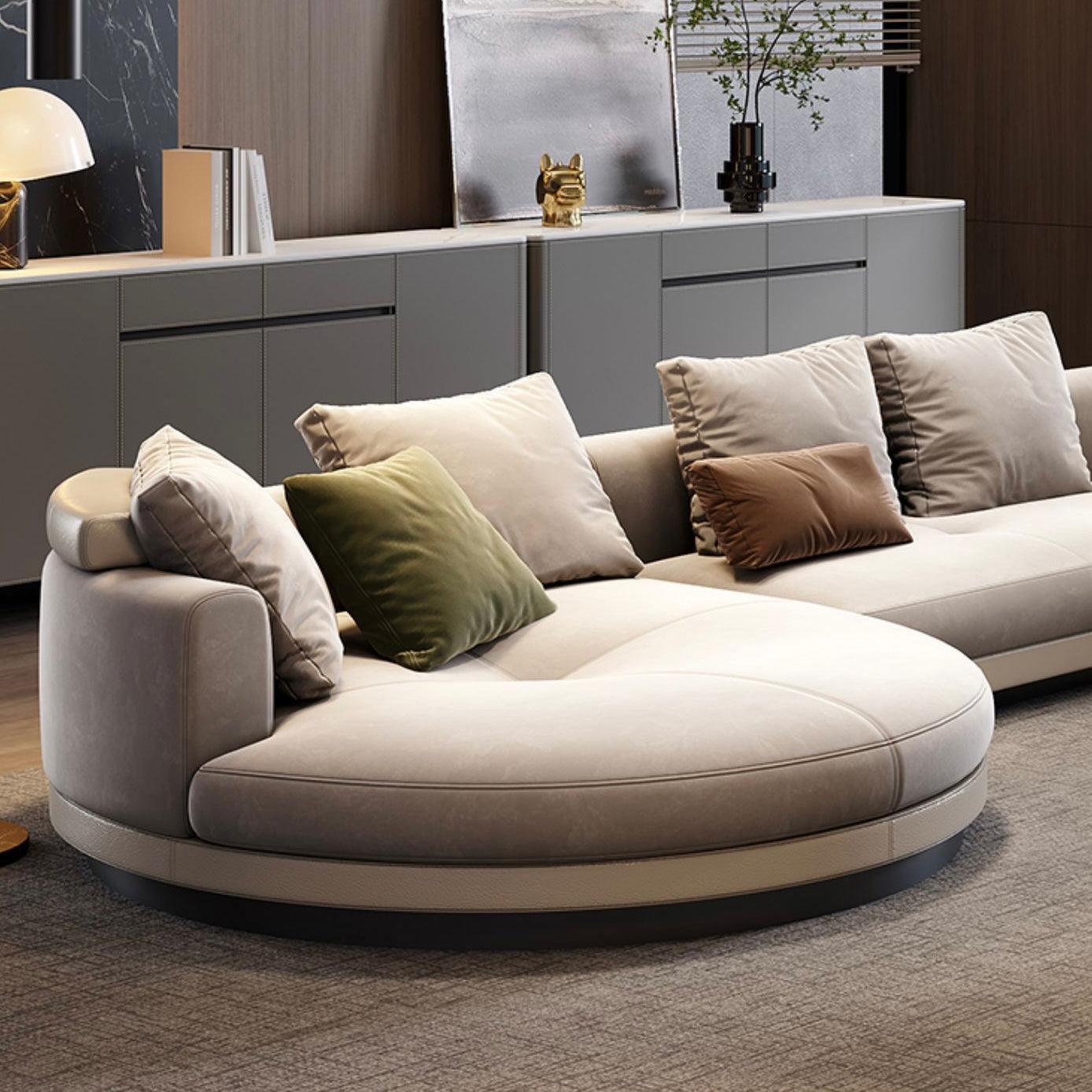 Home Atelier Alyssa Designer Sectional Round Chaise Sofa