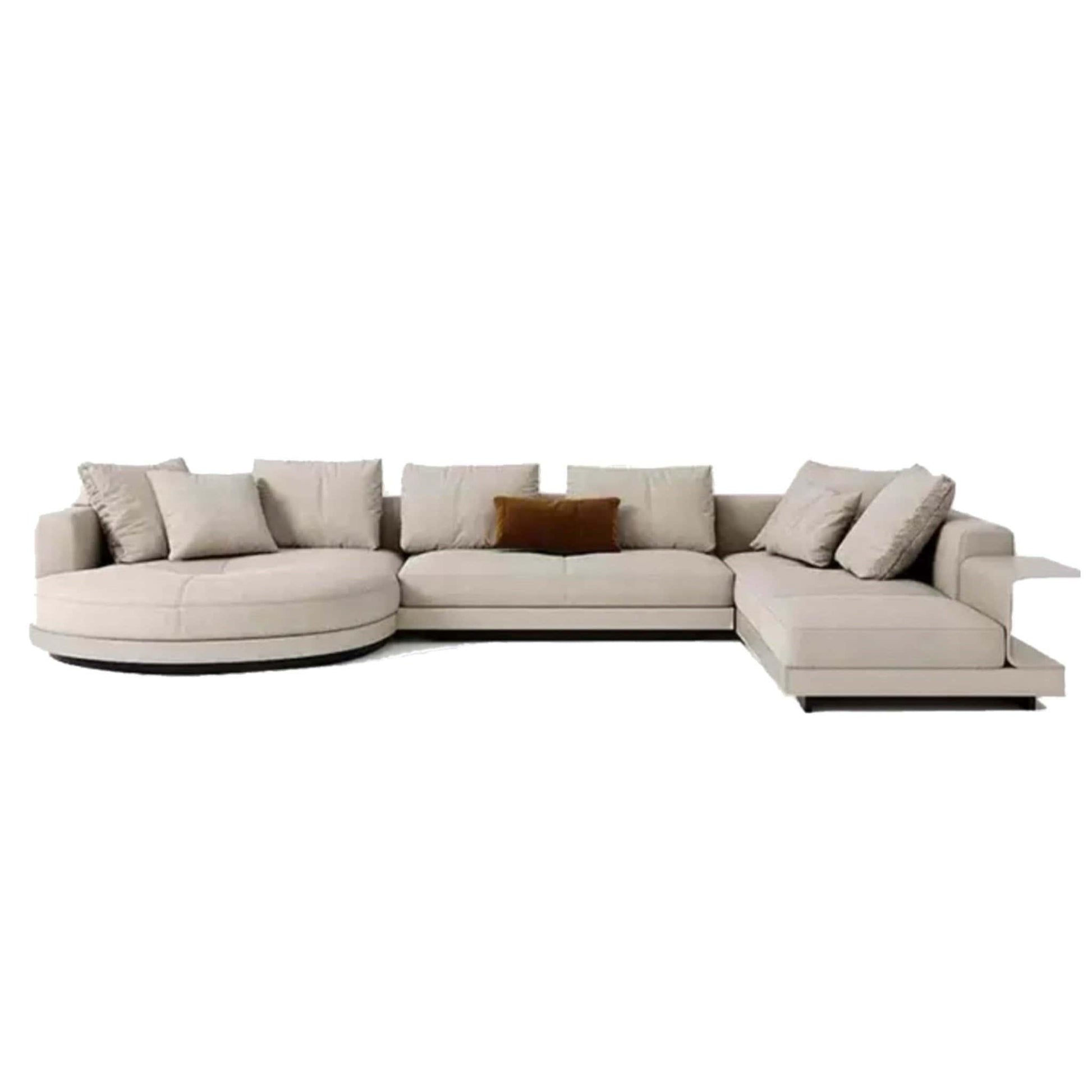 Home Atelier Alyssa Designer Sectional Round Chaise Sofa