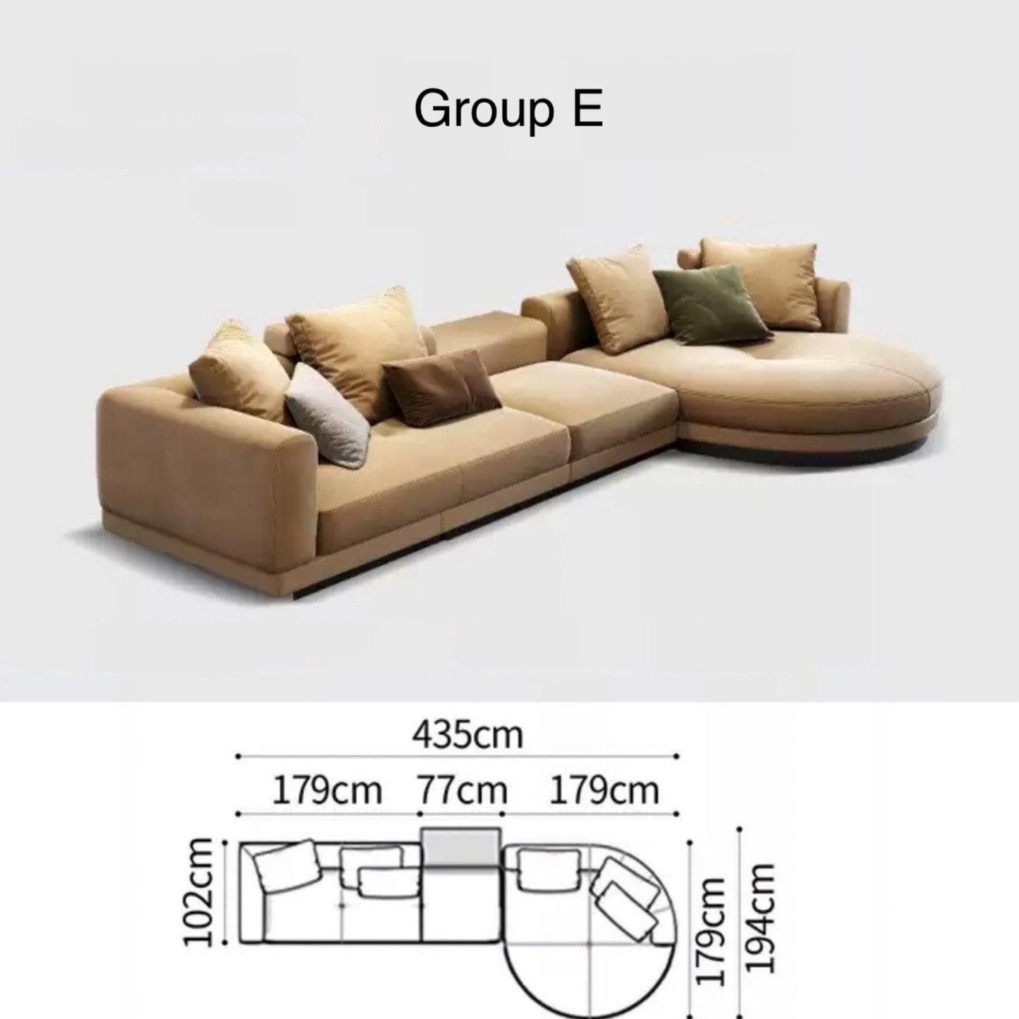 Home Atelier Alyssa Designer Sectional Round Chaise Sofa