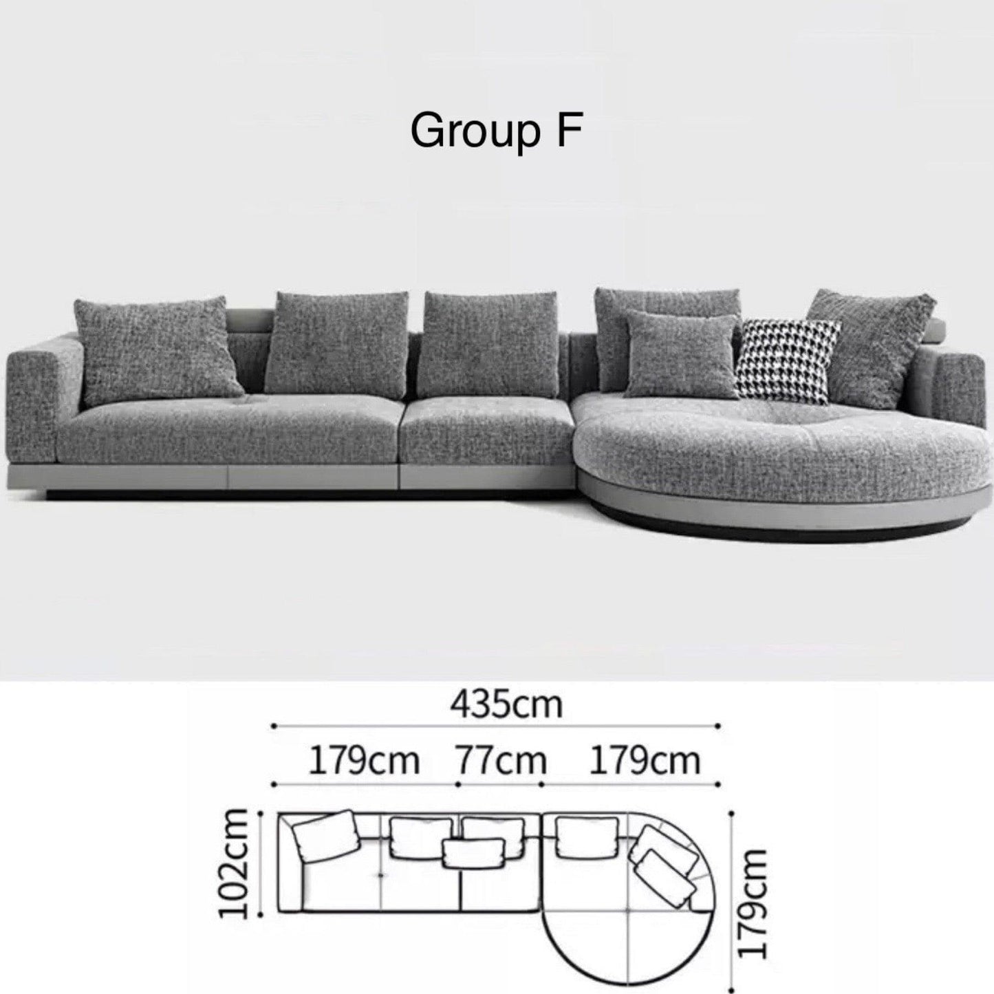 Home Atelier Alyssa Designer Sectional Round Chaise Sofa
