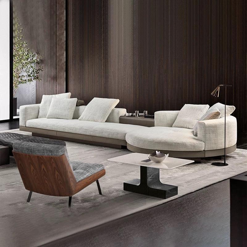 Home Atelier Alyssa Designer Sectional Round Chaise Sofa