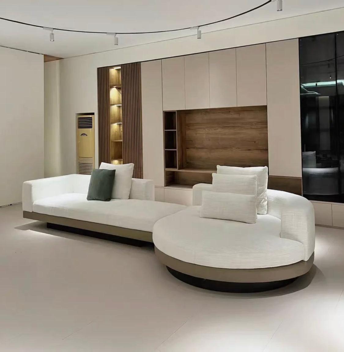 Home Atelier Alyssa Designer Sectional Round Chaise Sofa