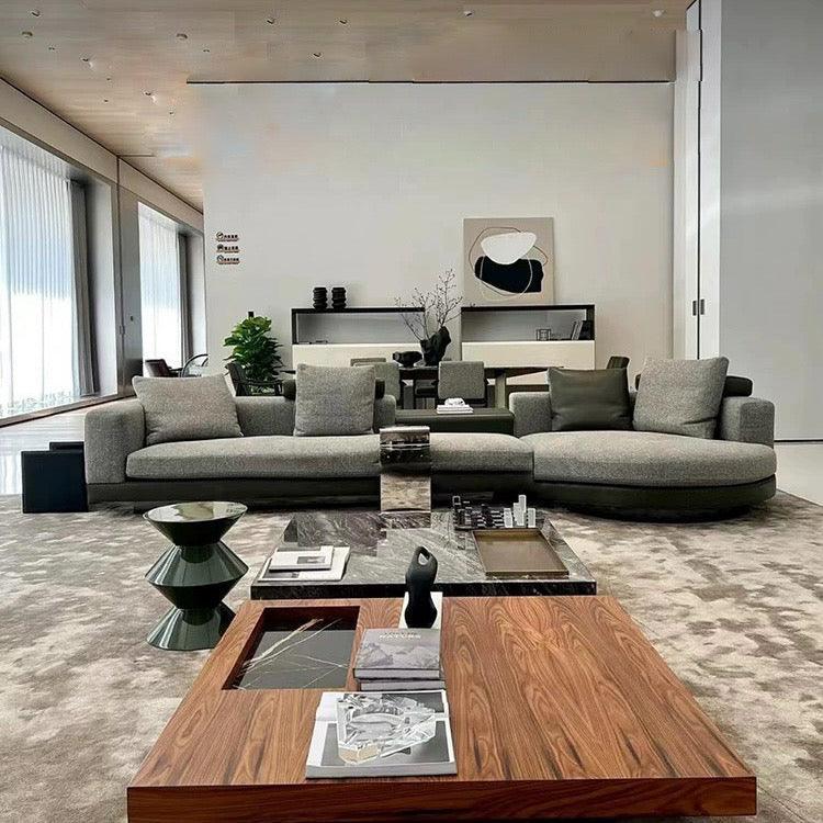 Home Atelier Alyssa Designer Sectional Round Chaise Sofa