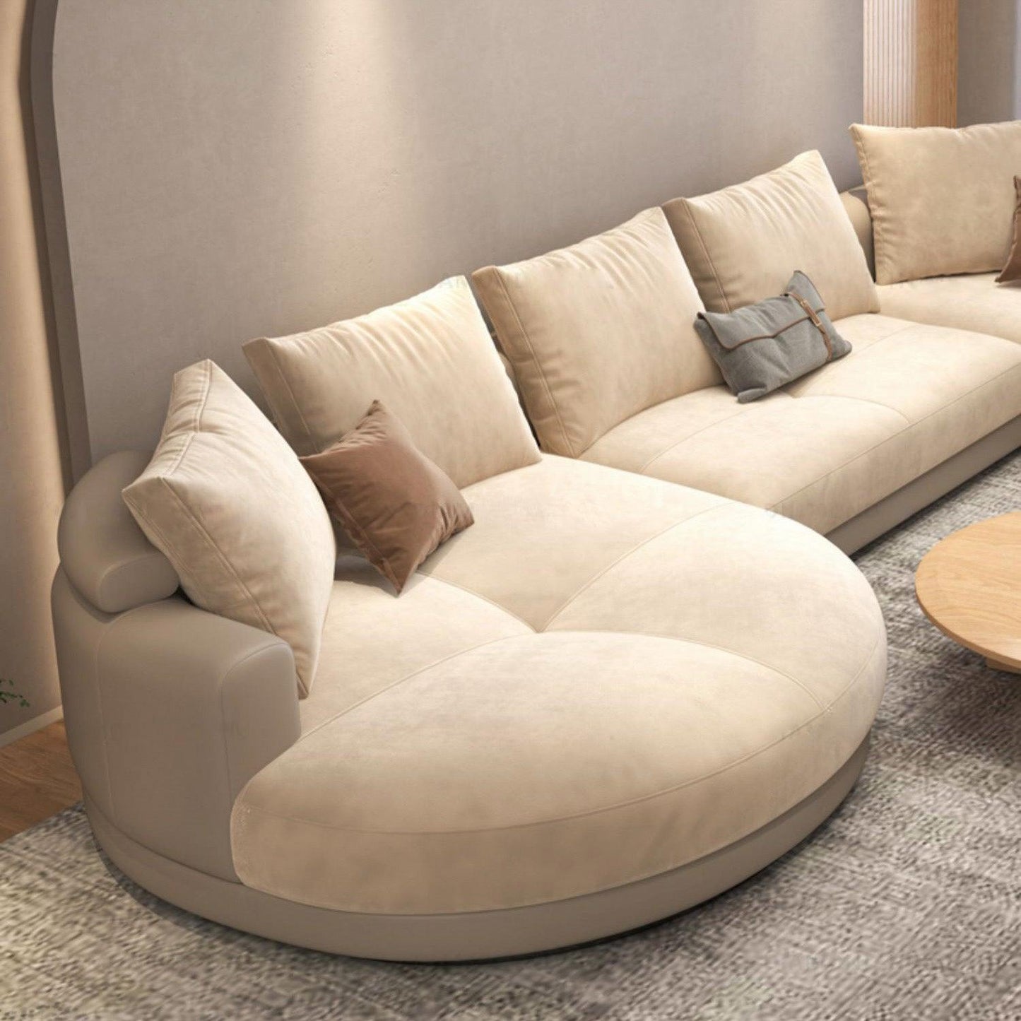 Home Atelier Alyssa Designer Sectional Round Chaise Sofa