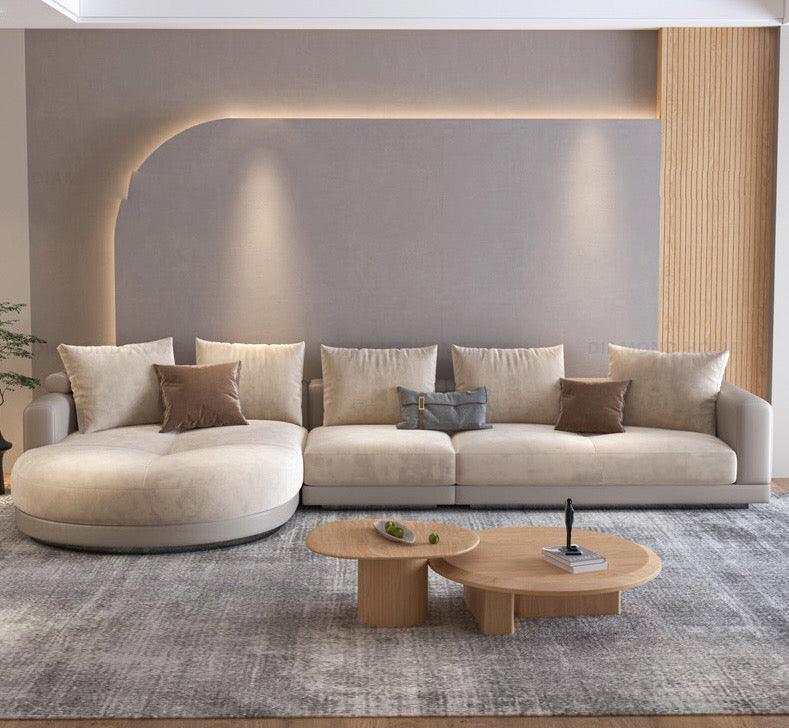 Home Atelier Alyssa Designer Sectional Round Chaise Sofa