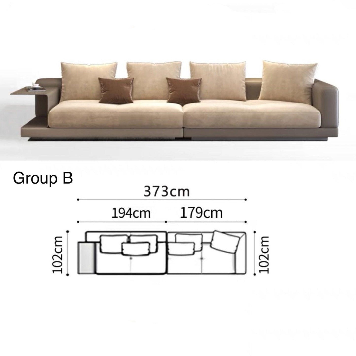 Home Atelier Alyssa Designer Sectional Round Chaise Sofa