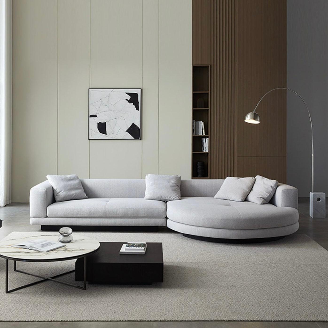 Home Atelier Alyssa Designer Sectional Round Chaise Sofa