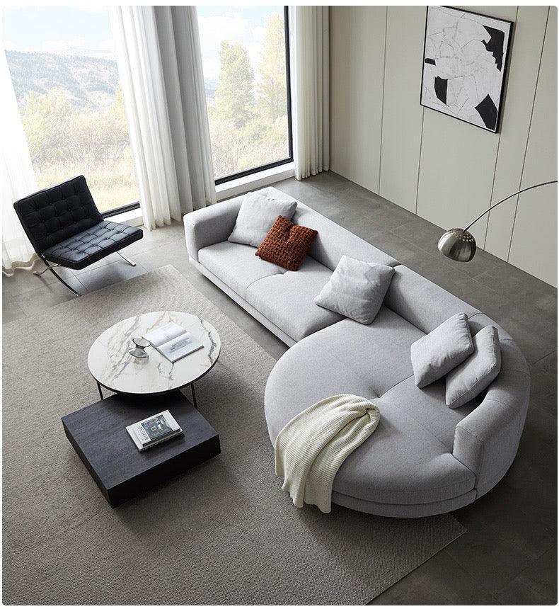 Home Atelier Alyssa Designer Sectional Round Chaise Sofa