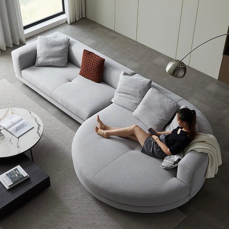 Home Atelier Alyssa Designer Sectional Round Chaise Sofa