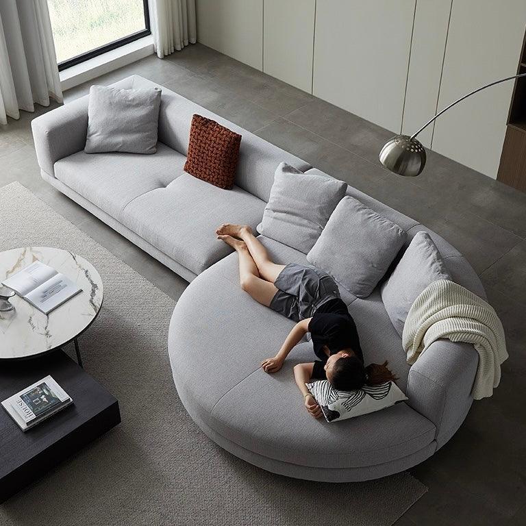 Home Atelier Alyssa Designer Sectional Round Chaise Sofa