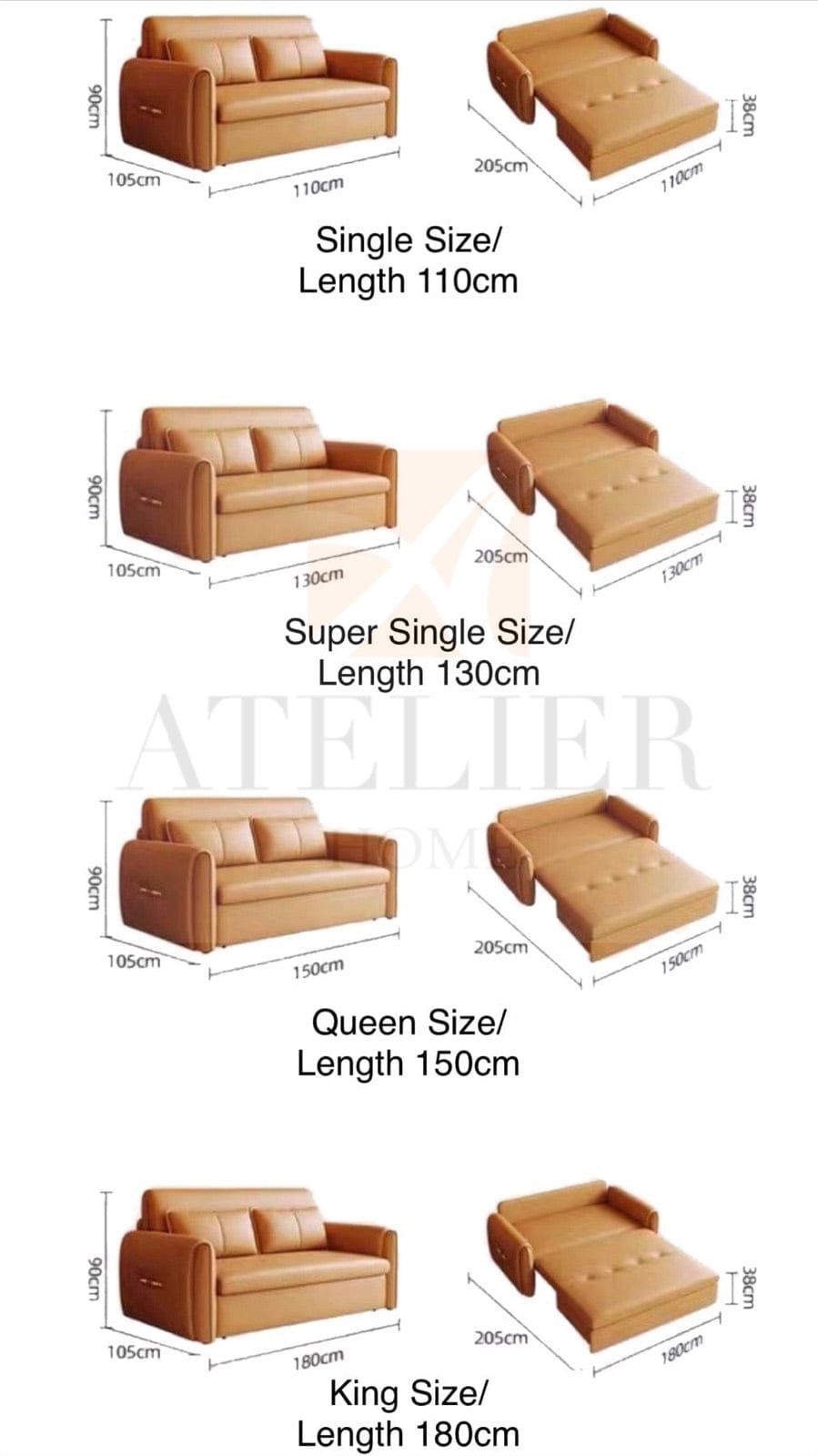 Home Atelier Andrena Scratch Resistant Electric Sofa Bed
