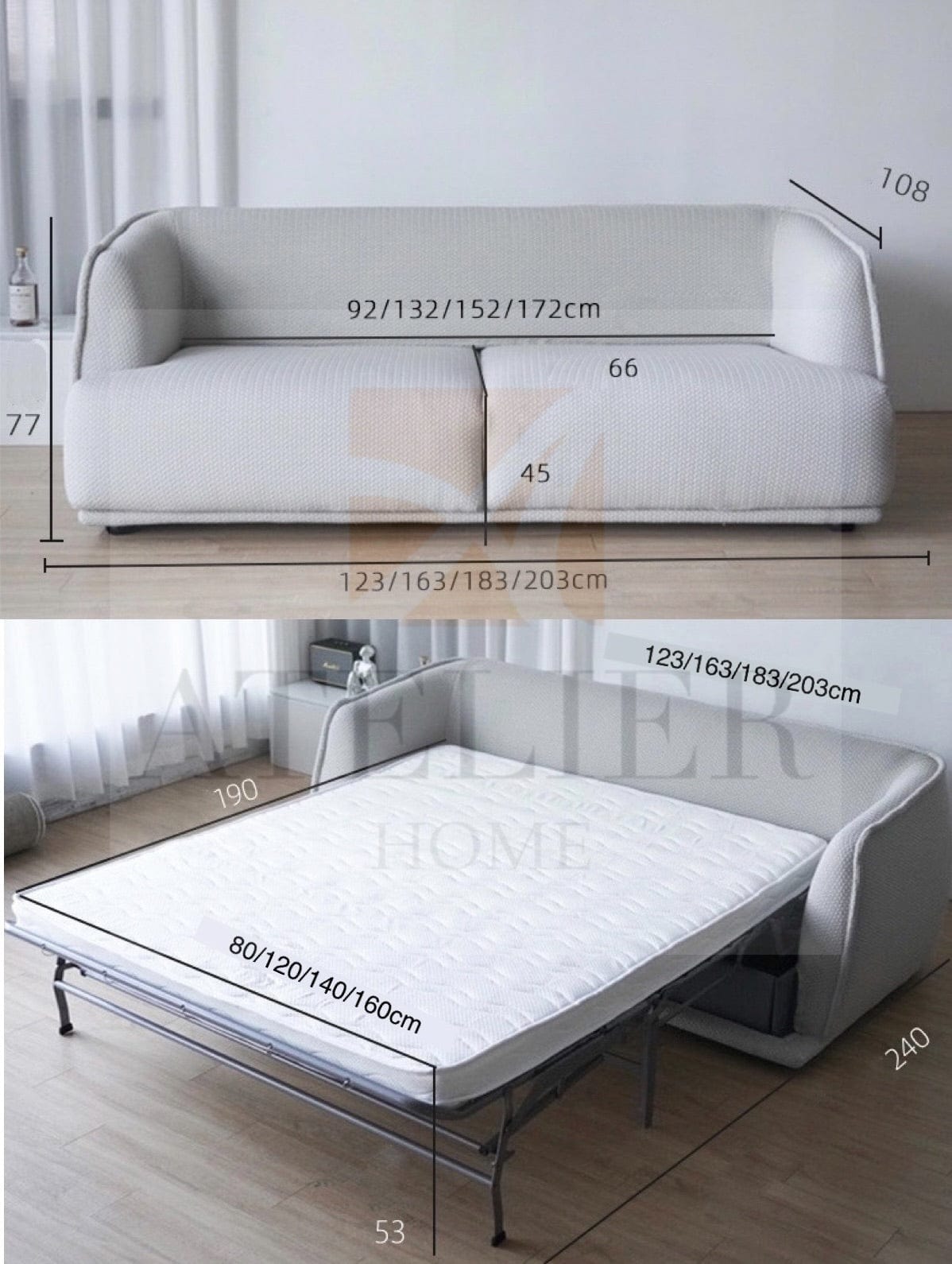Home Atelier Anita Foldable Sofa Bed with Mattress
