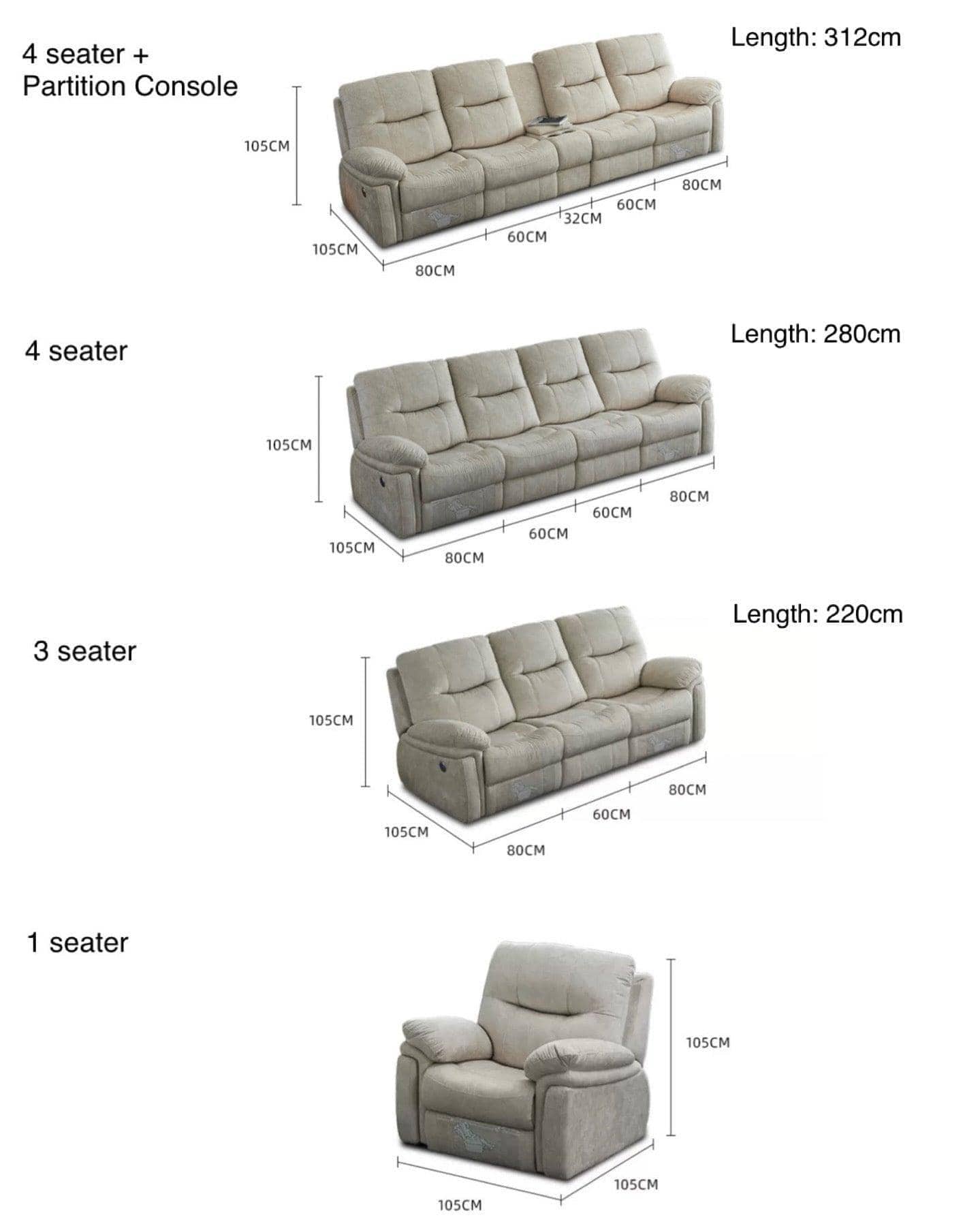 Home Atelier Ansel Velvet Electric Recliner Sofa