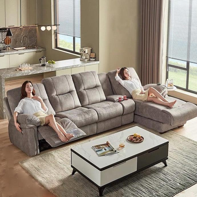 Home Atelier Ansel Velvet L-shape Electric Recliner Sofa