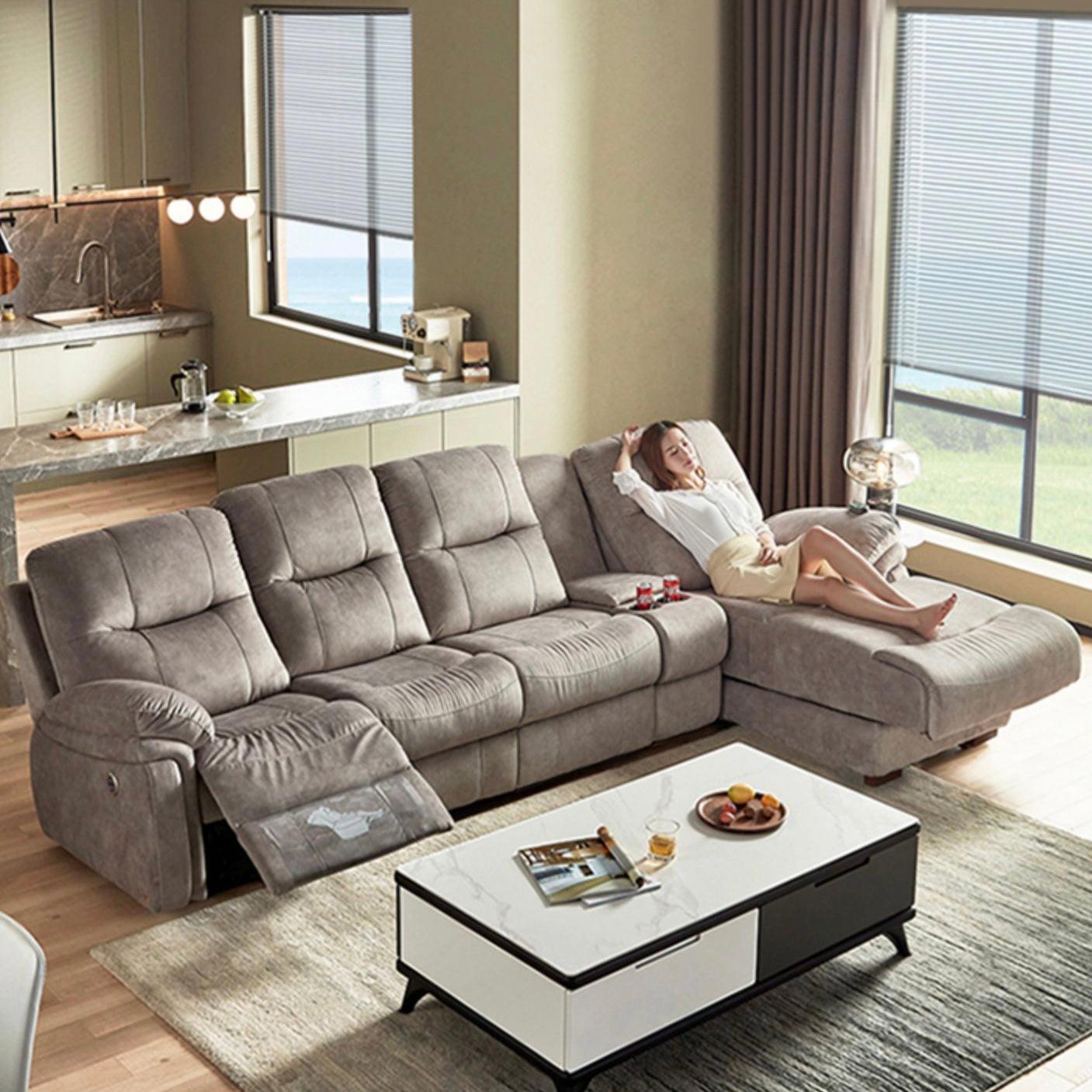 Home Atelier Ansel Velvet L-shape Electric Recliner Sofa
