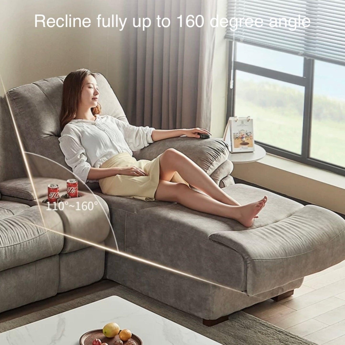 Home Atelier Ansel Velvet L-shape Electric Recliner Sofa