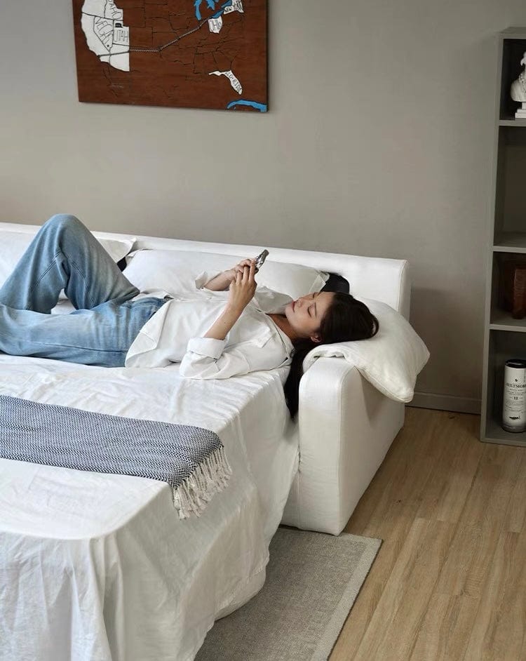 Home Atelier Aries Performance Boucle Foldable Sofa Bed with Mattress