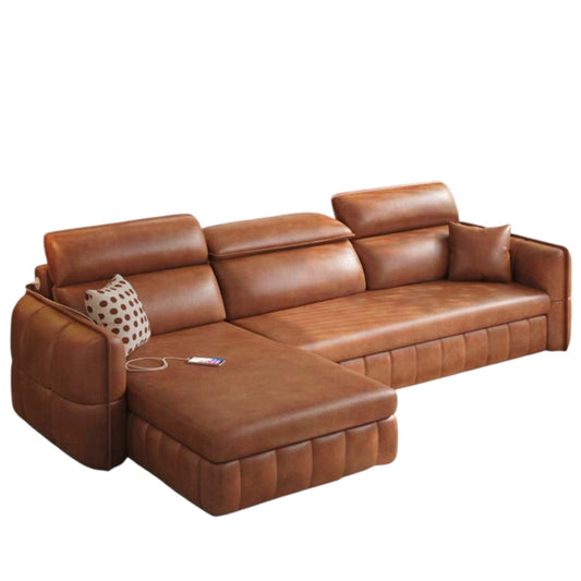 Home Atelier Ariyo Scratch Resistant Leather Storage Sofa Bed