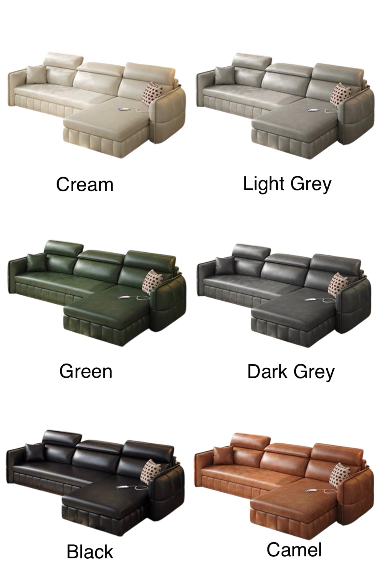 Home Atelier Ariyo Scratch Resistant Leather Storage Sofa Bed