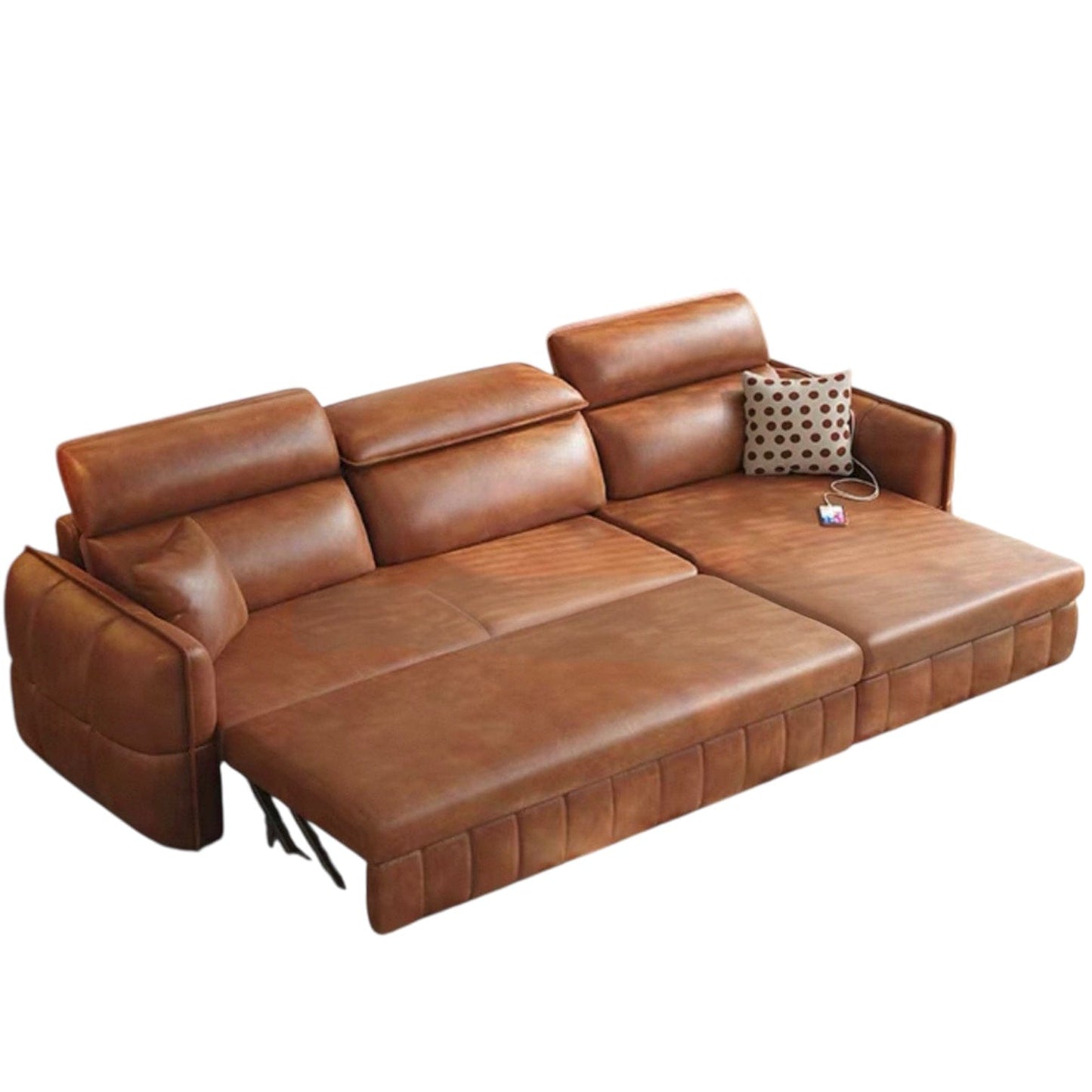 Home Atelier Ariyo Scratch Resistant Leather Storage Sofa Bed