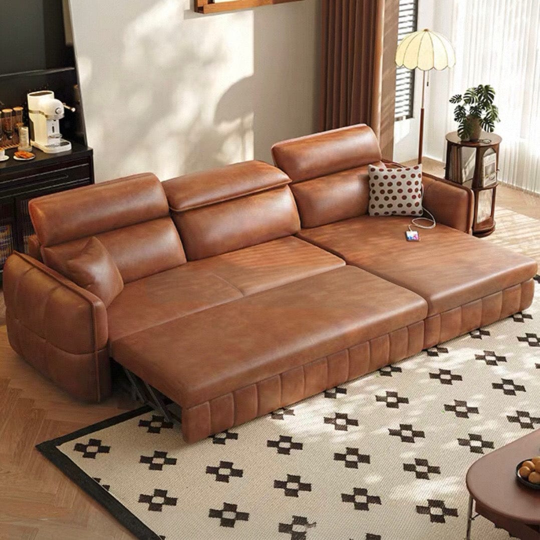 Home Atelier Ariyo Scratch Resistant Leather Storage Sofa Bed