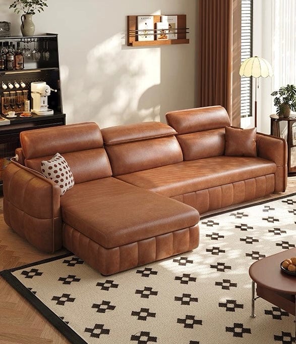 Home Atelier Ariyo Scratch Resistant Leather Storage Sofa Bed