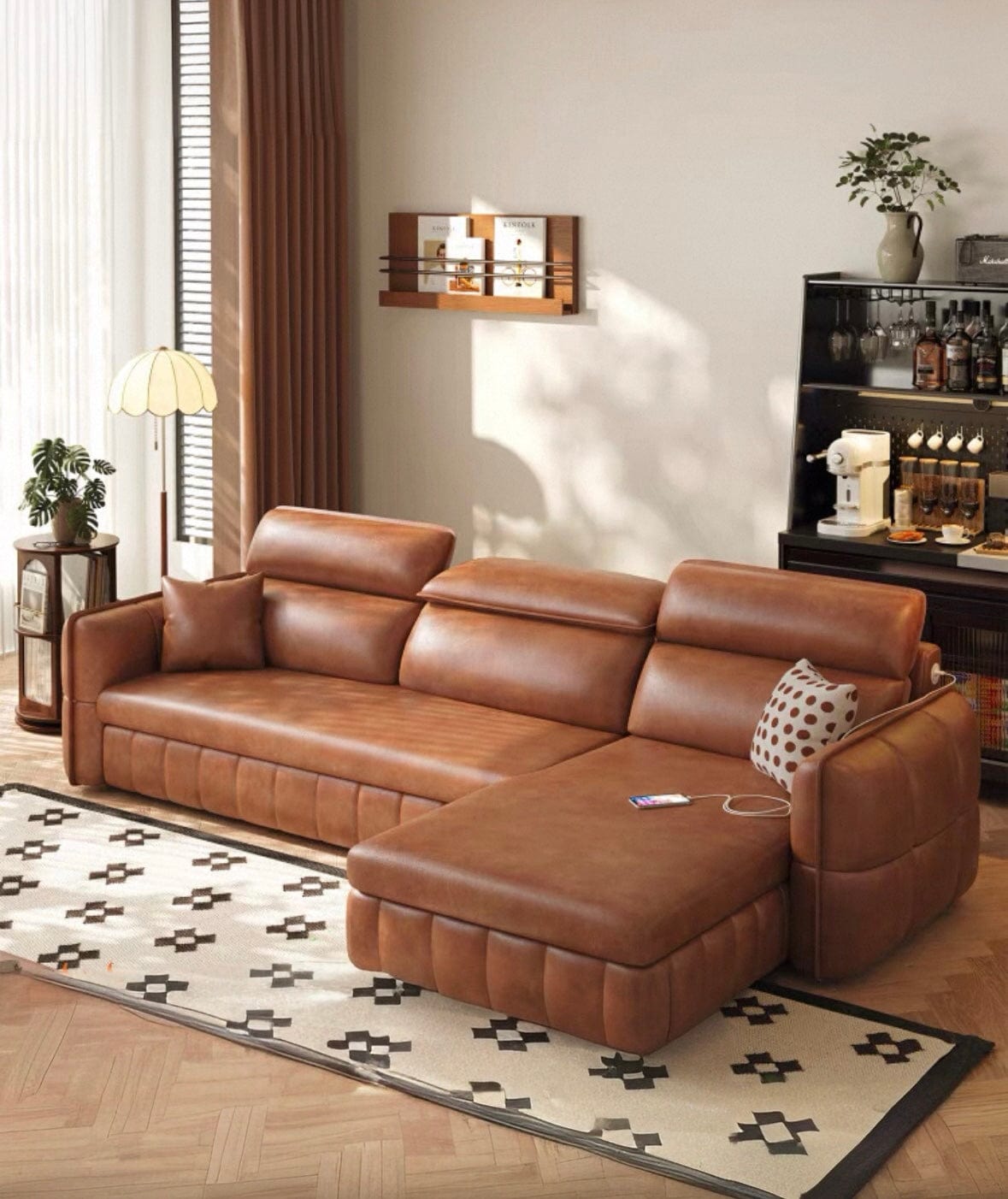 Home Atelier Ariyo Scratch Resistant Leather Storage Sofa Bed