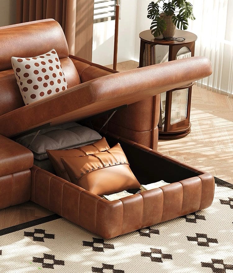 Home Atelier Ariyo Scratch Resistant Leather Storage Sofa Bed