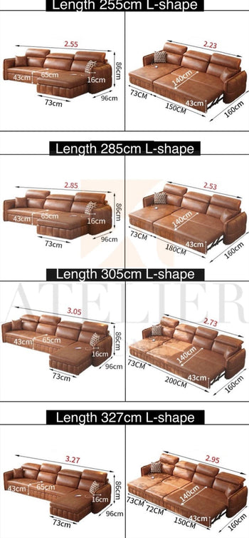 Home Atelier Ariyo Scratch Resistant Leather Storage Sofa Bed