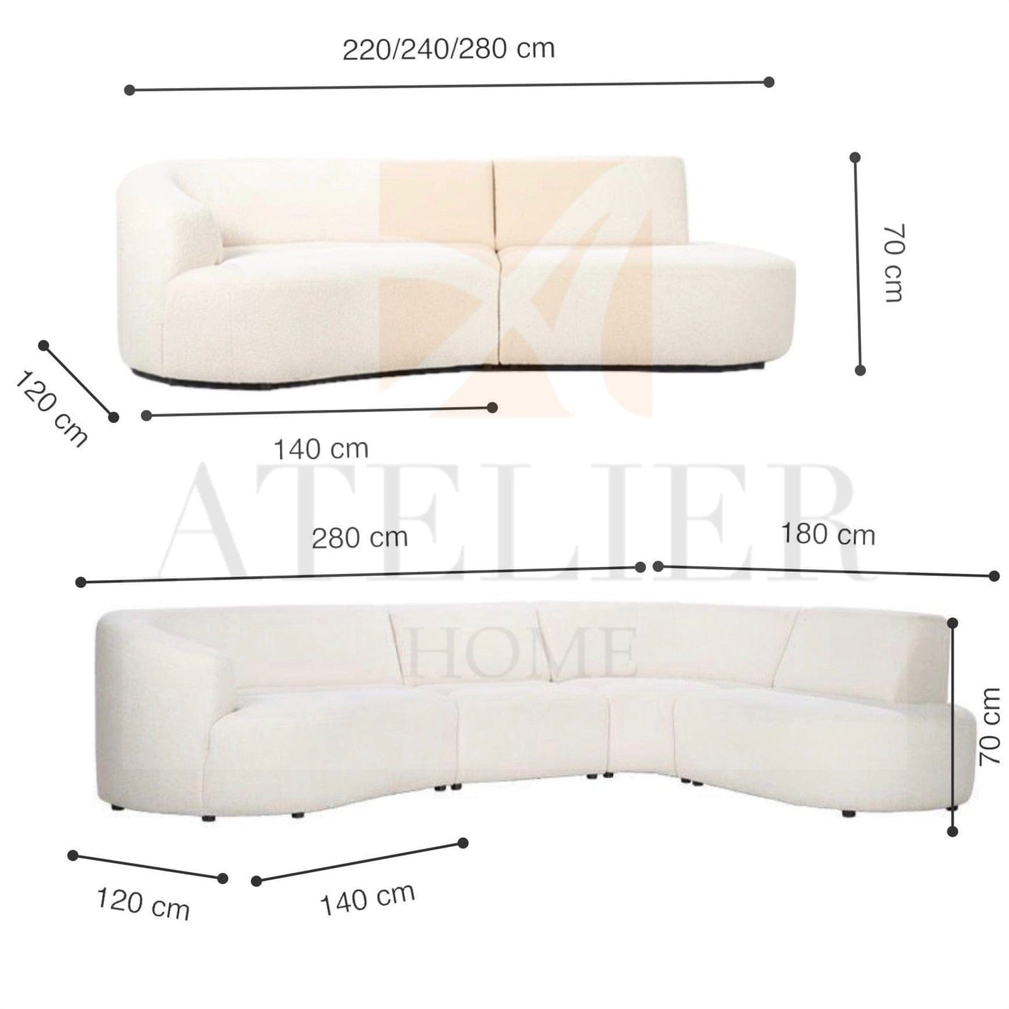 Home Atelier Ark Sectional Boucle Sofa
