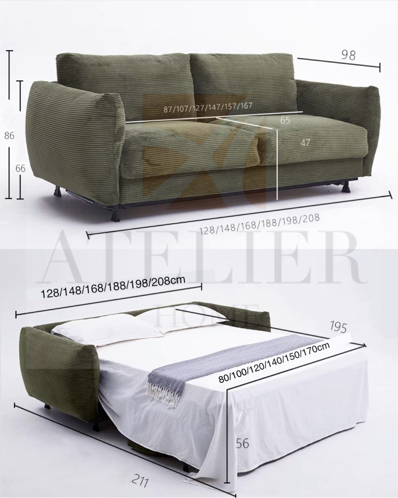 Home Atelier Artemis Foldable Sofa Bed with Mattress