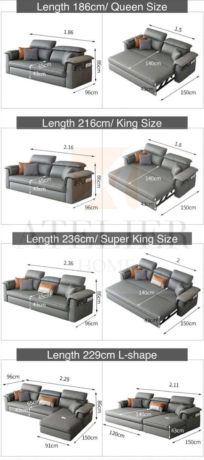 Home Atelier Ascott Scratch Resistant Sofa Bed