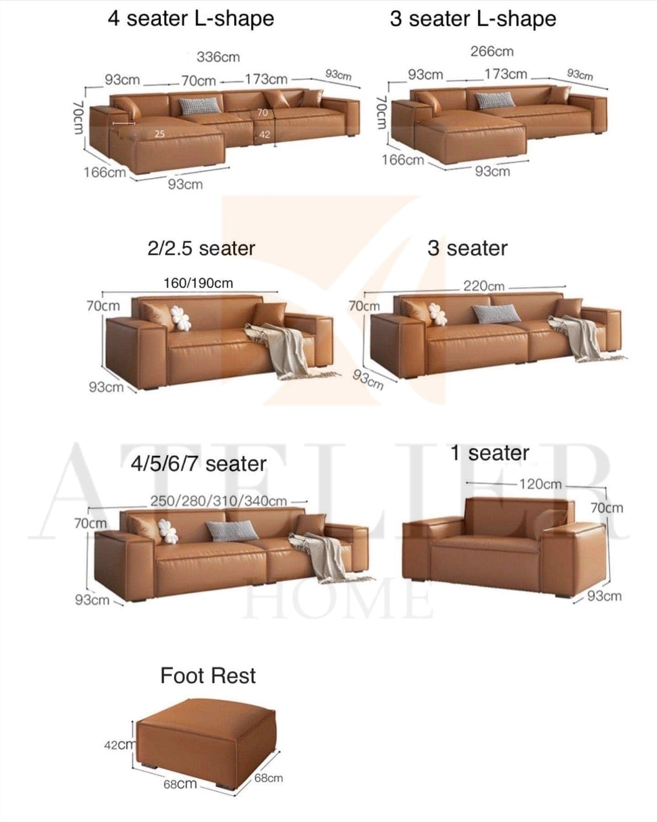 Home Atelier Aureus Genuine Leather Sofa