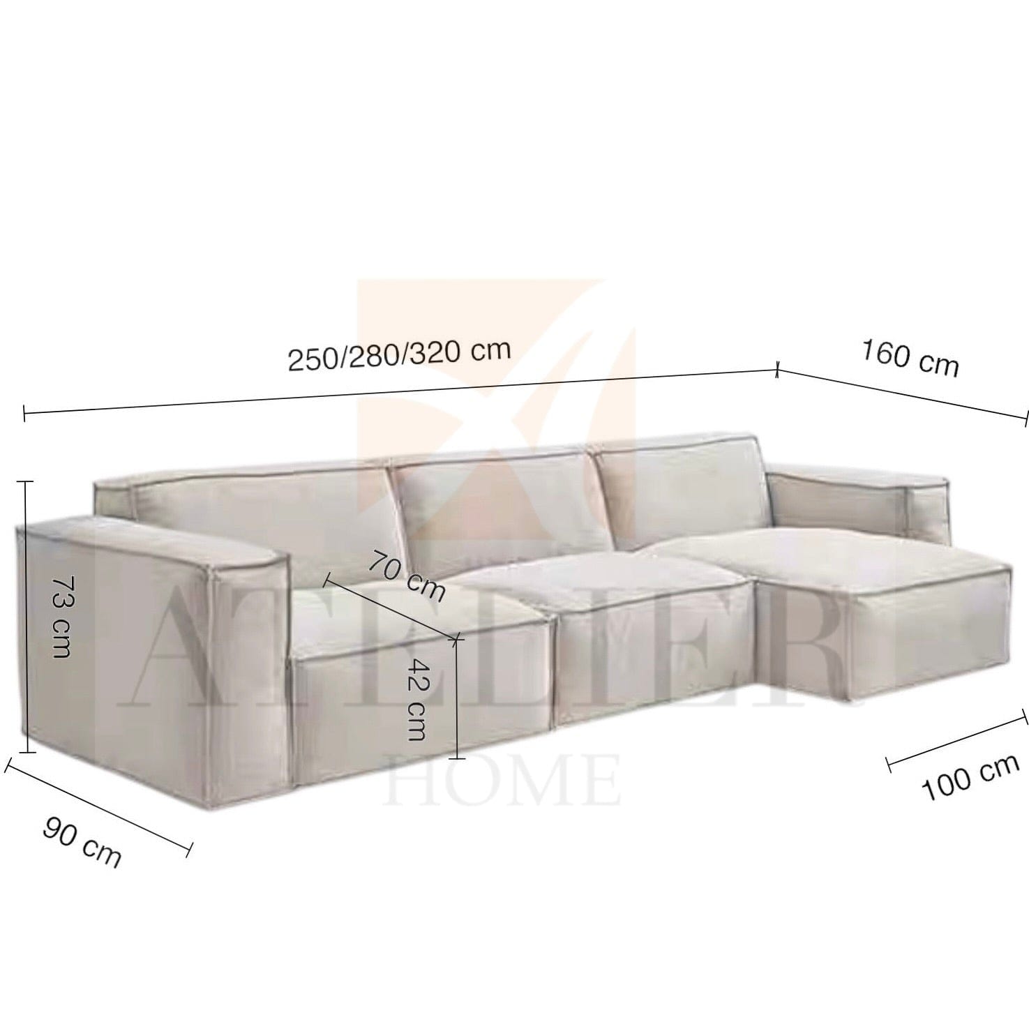 Home Atelier Aureus Sectional Scratch Resistant Sofa