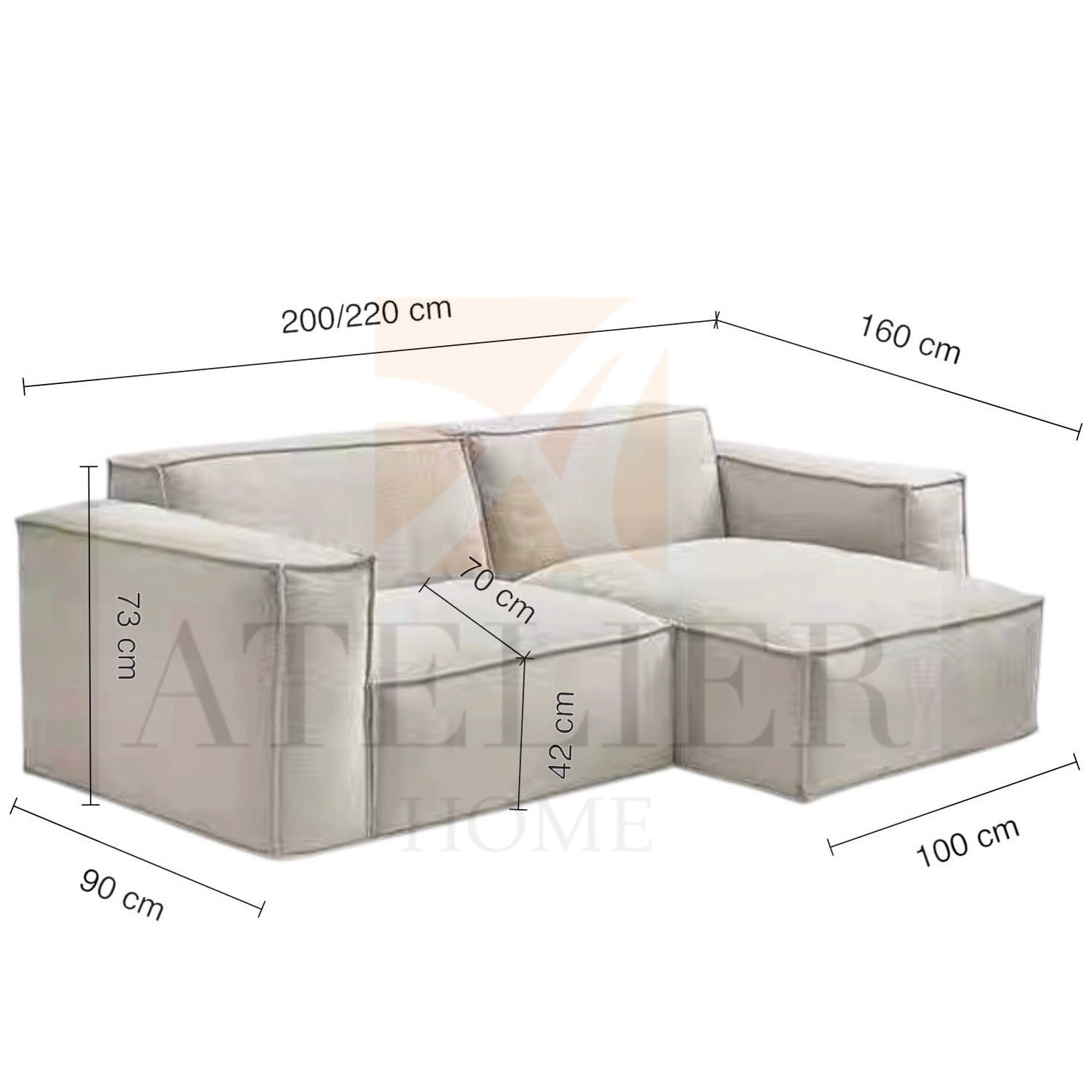 Home Atelier Aureus Sectional Scratch Resistant Sofa