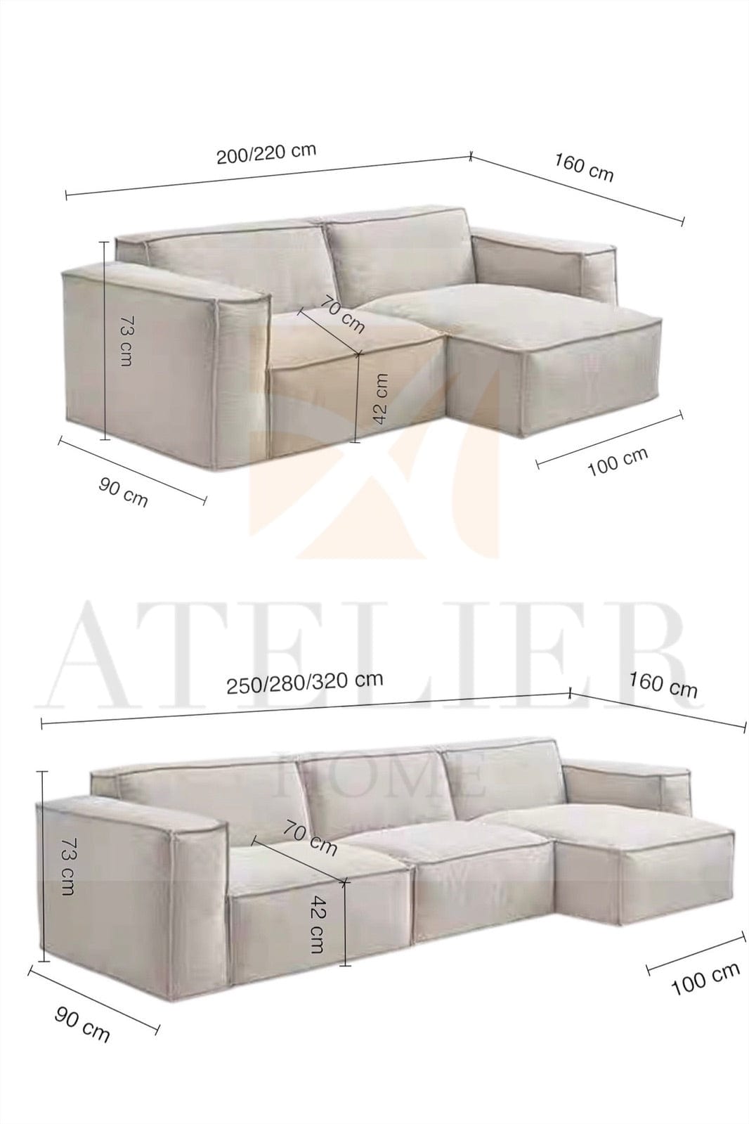 Home Atelier Aureus Sectional Scratch Resistant Sofa
