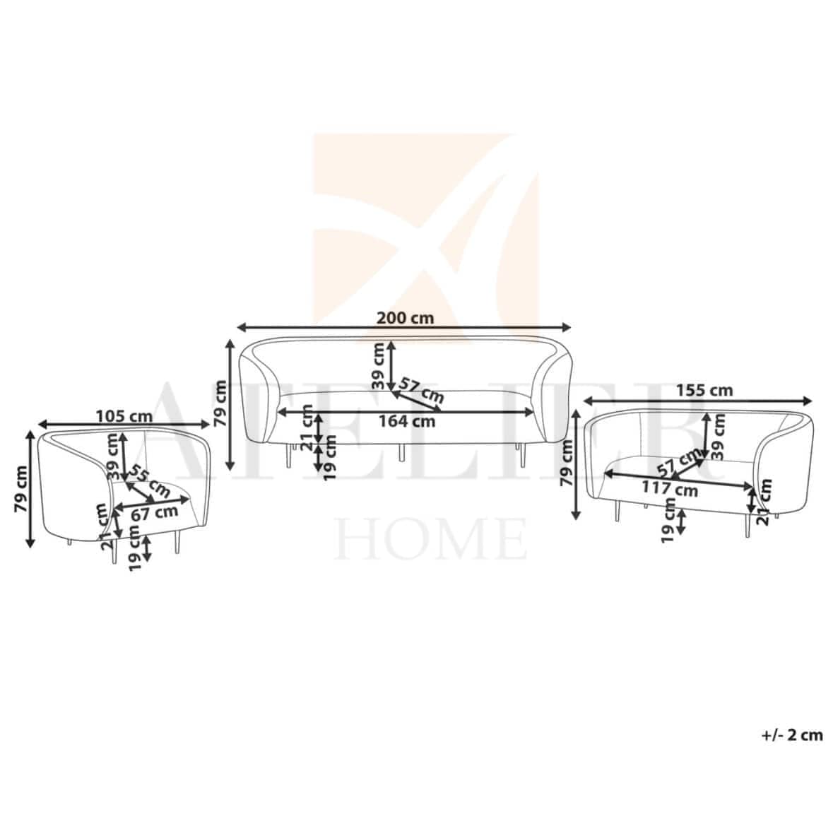 Home Atelier Belinda Performance Boucle Curve Sofa