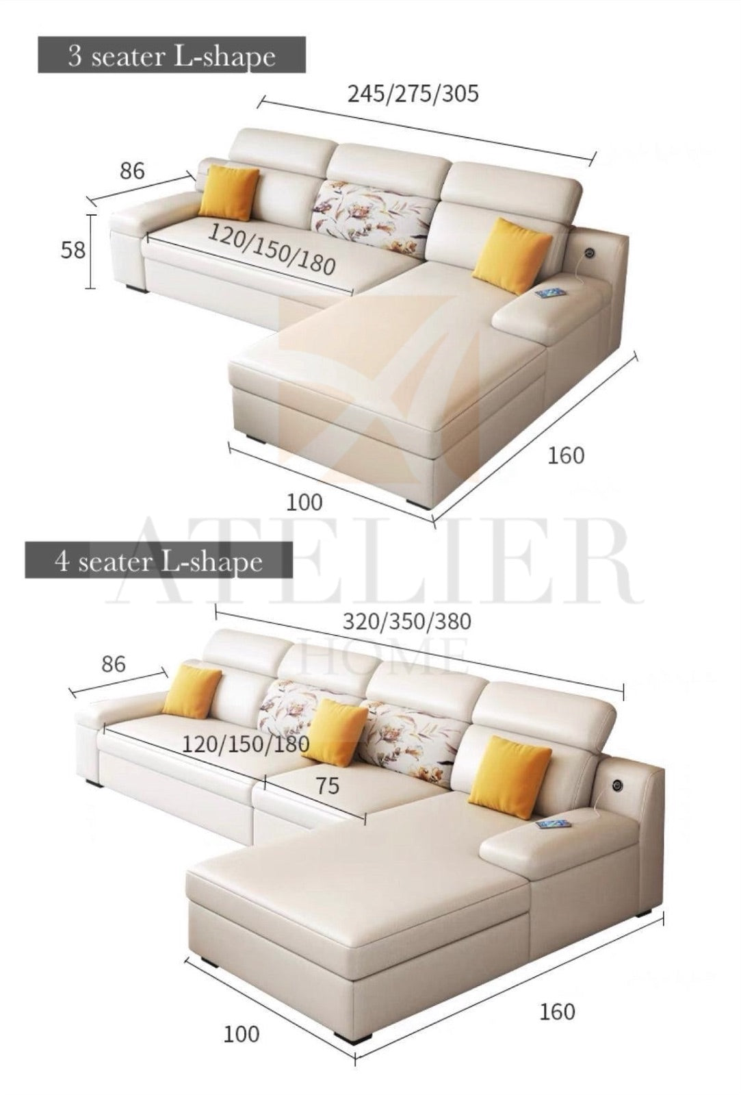 Home Atelier Bell Sectional L-shape Storage Sofa Bed