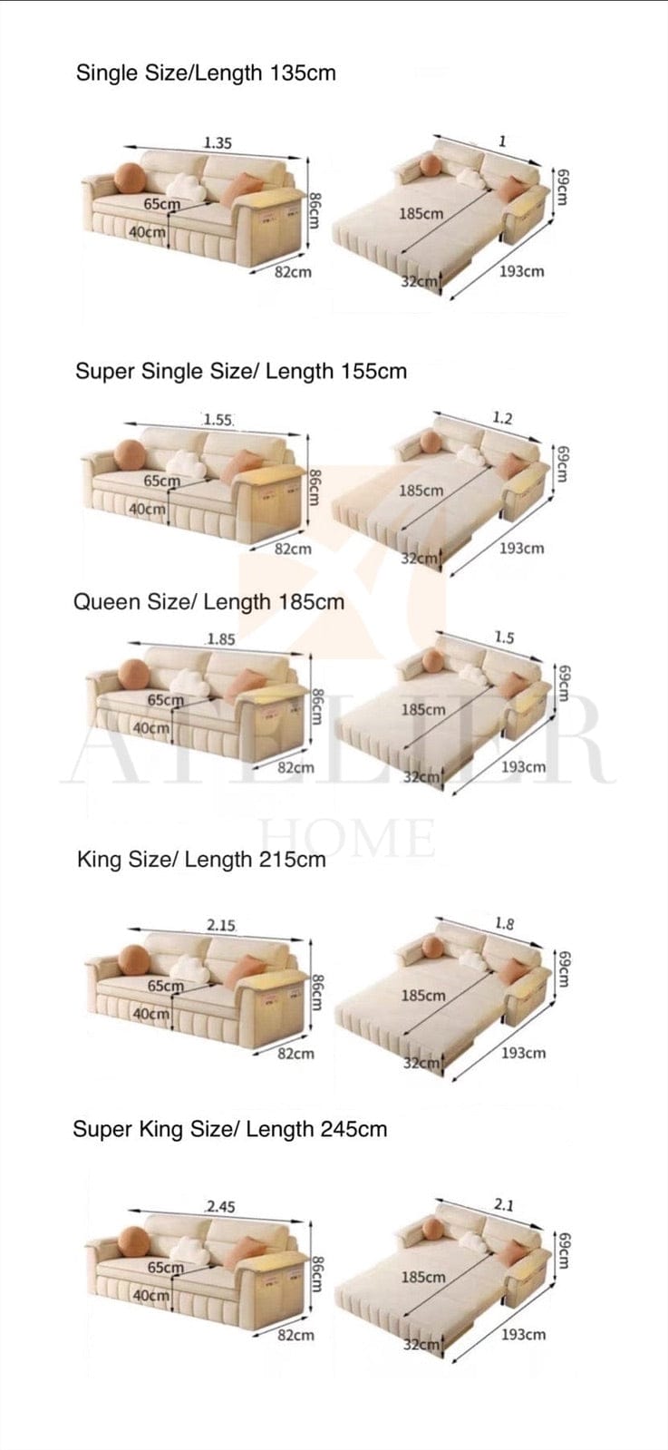 Home Atelier Ben Scratch Resistant Storage Sofa Bed