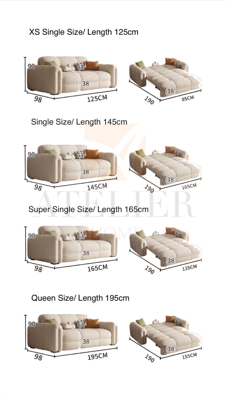 Home Atelier Calico Electric Sofa Bed