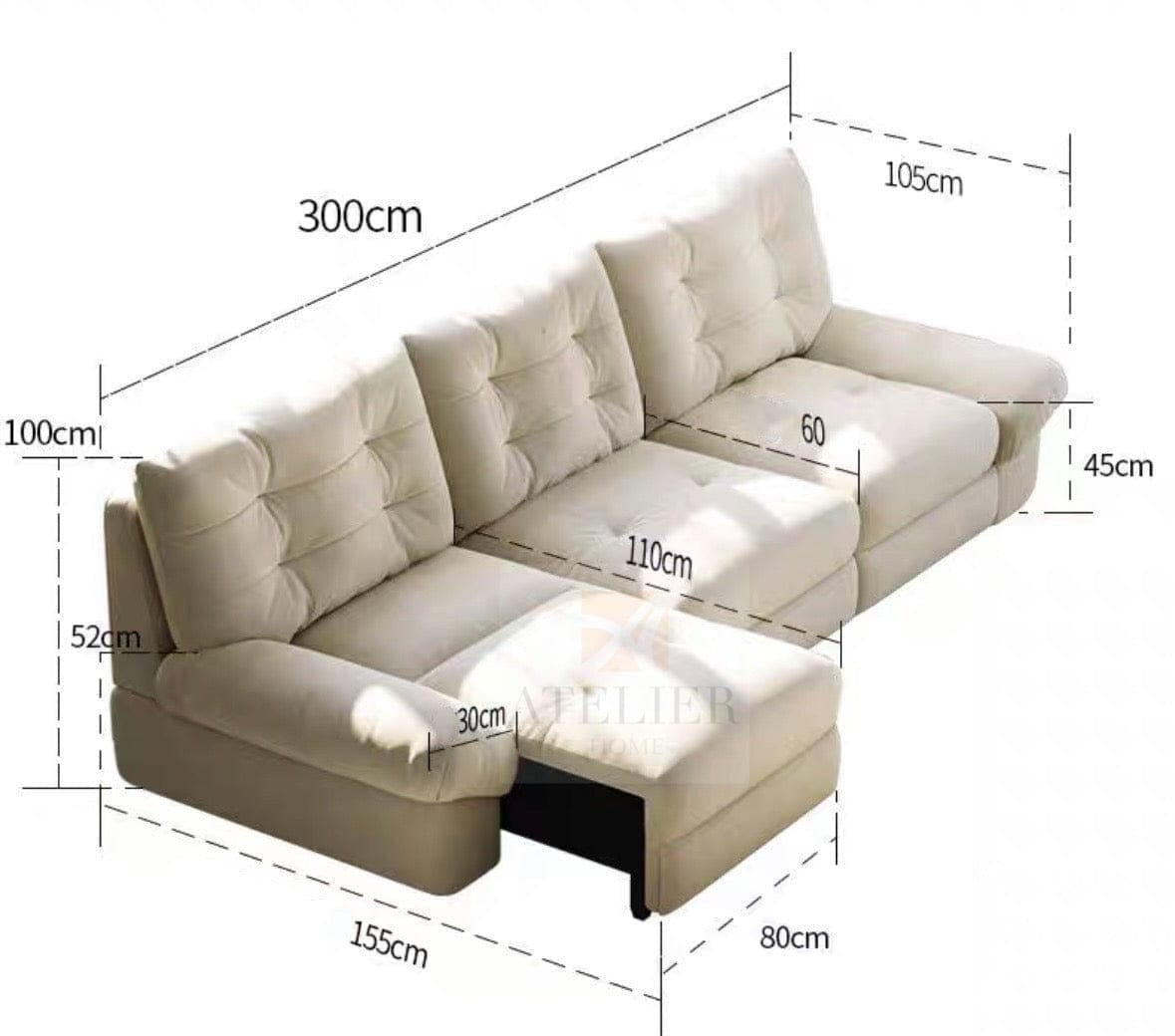 Home Atelier Calisa Scratch Resistant Electric Sofa Bed