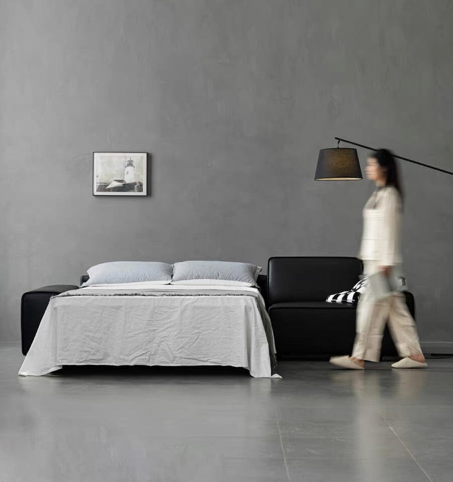 Home Atelier Camden Leather Foldable Sofa Bed with Mattress